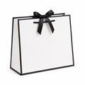 Borsa regalo 30 x 12 x 25 cm in carta bianca e nera con manici in corda stile elegante