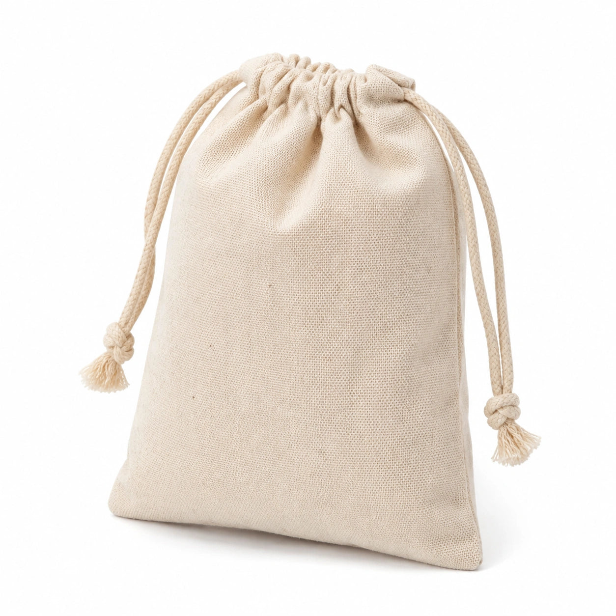Sacchetto con coulisse 25 x 18 cm in cotone beige per piccoli oggetti stile minimalista
