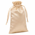 Sacchetto regalo 20 x 30 cm in tessuto satinato beige con chiusura a coulisse