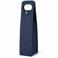 Portabottiglie 12 x 10 x 36 cm in tessuto blu navy con maniglia e chiusura a pressione