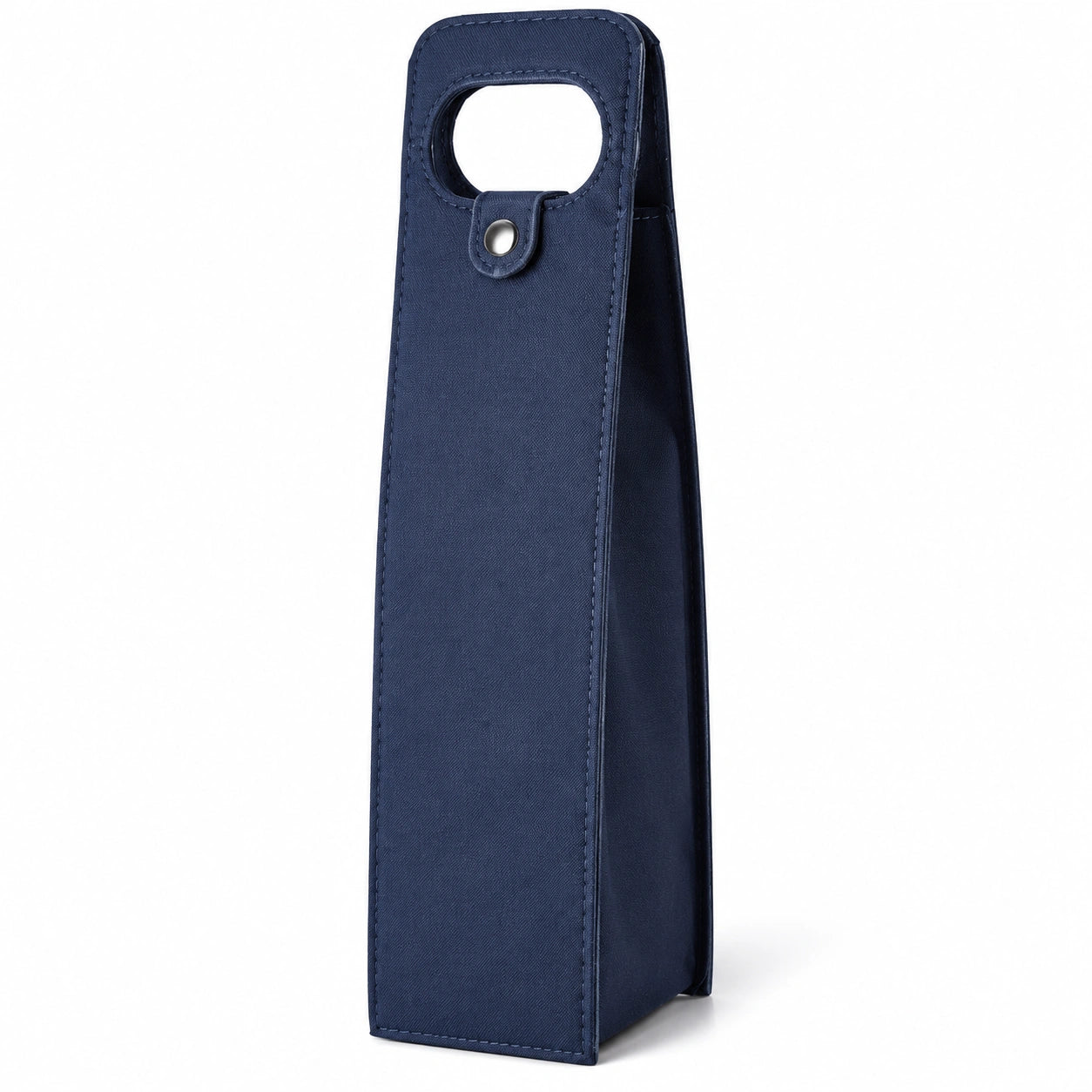 Portabottiglie 12 x 10 x 36 cm in tessuto blu navy con maniglia e chiusura a pressione