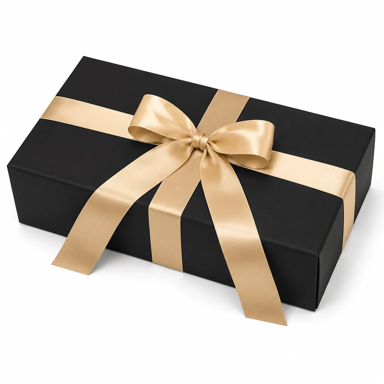 Scatola regalo 30 x 20 x 10 cm in cartone nero con nastro dorato - confezione elegante con coperchio