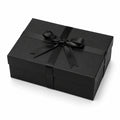 Scatola regalo rettangolare 30 x 22 x 10 cm in cartone nero con nastro decorativo