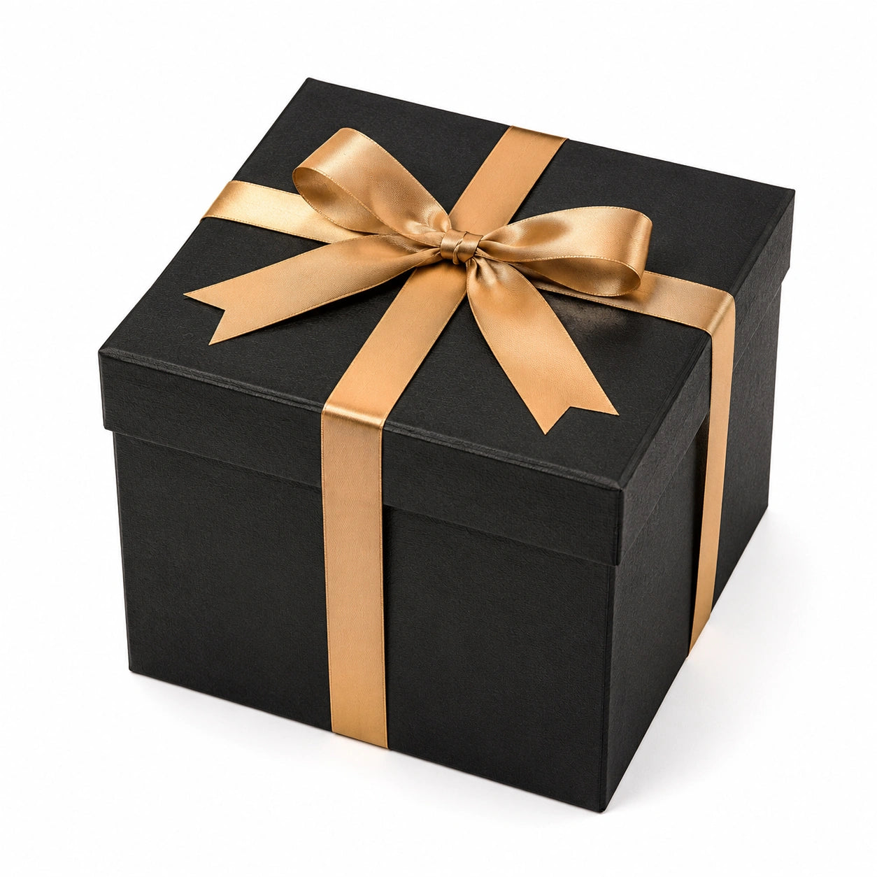 Scatola regalo 20 x 20 x 20 cm in cartone nero con nastro dorato - confezione quadrata con coperchio