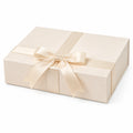 Scatola regalo 30 x 20 x 10 cm in cartone avorio con nastro in raso stile elegante