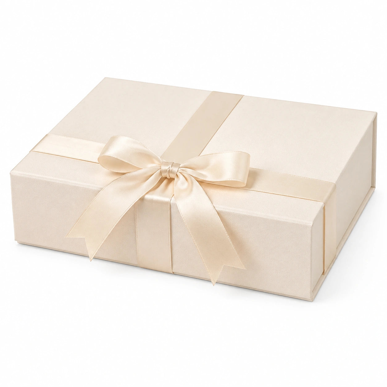 Scatola regalo 30 x 20 x 10 cm in cartone avorio con nastro in raso stile elegante