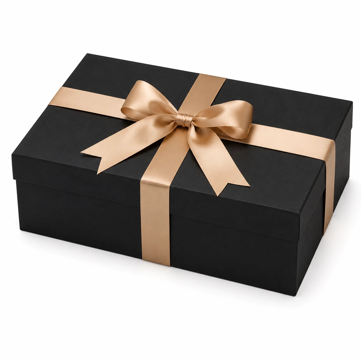 Scatola regalo 30 x 20 x 10 cm in cartone nero/oro con fiocco decorativo